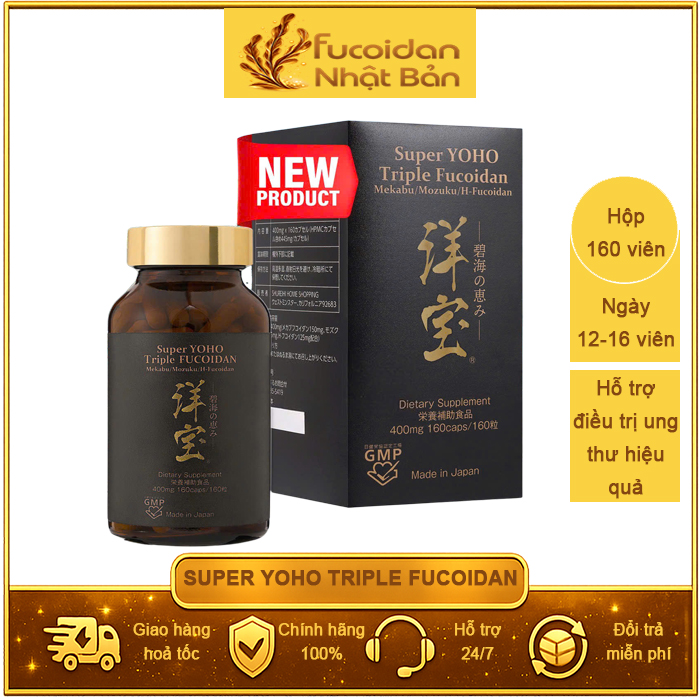 Fucoidan 3 thành phần tảo nâu Super Yoho Triple Fucoidan. Hộp 160 viên