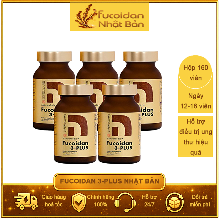 Combo 5 hộp Fucoidan 3-Plus Nhật Bản 160 viên. Dùng 89 ngày
