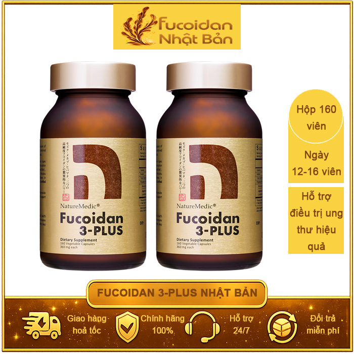 Combo 2 hộp Fucoidan 3-Plus Nhật Bản 160 viên. Dùng 36 ngày