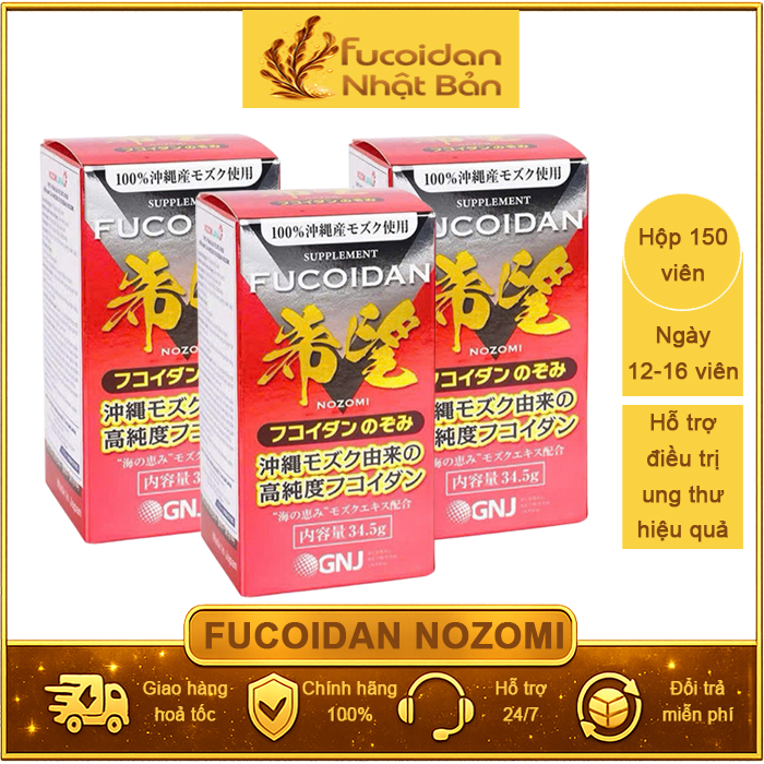 Combo 3 hộp Fucoidan Nozomi 150 viên tặng 2 hộp 60 viên dùng được 95 ngày