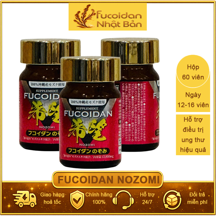 Combo 3 hộp Fucoidan Nozomi 60 viên tặng 1 hộp. Dùng trong 40 ngày