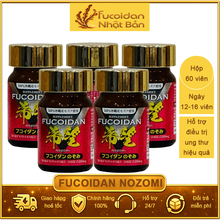 Combo 5 hộp Fucoidan Nozomi 60 viên tặng 2 hộp. Dùng trong 70 ngày
